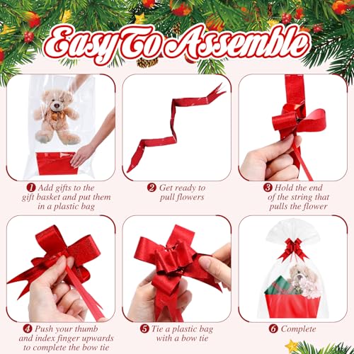 Cestas de Navidad para regalos de 9.8x6.5 pulgadas con lazos y bolsas pack de 12 4