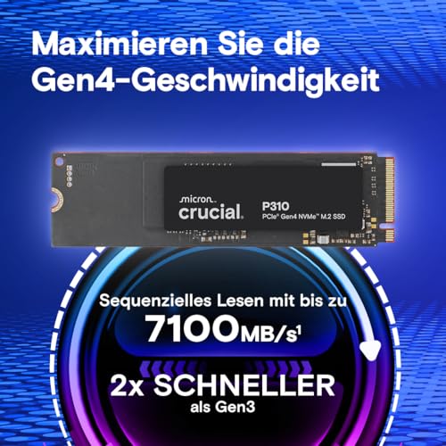 Crucial P310 SSD 4TB M.2 2280 PCIe Gen4 NVMe, bis 7.100 MB/s, für Laptop, Desktop PC & Handheld-Spielekonsolen… – Ansicht 2