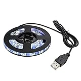 Kaito Denshi(海渡電子) LEDテープライト USB 防水 間接照明 切断可能 イルミネーション 5V 常時点灯 車 室内灯 アンビエントライト フットランプ 白ベース 2m クールホワイト