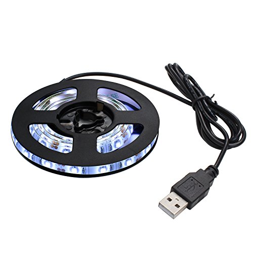 Kaito Denshi(海渡電子) LEDテープライト USB 防水 間接照明 切断可能 イルミネーション 5V 常時点灯 車 室内灯 アンビエントライト フットランプ 白ベース 2m クールホワイト