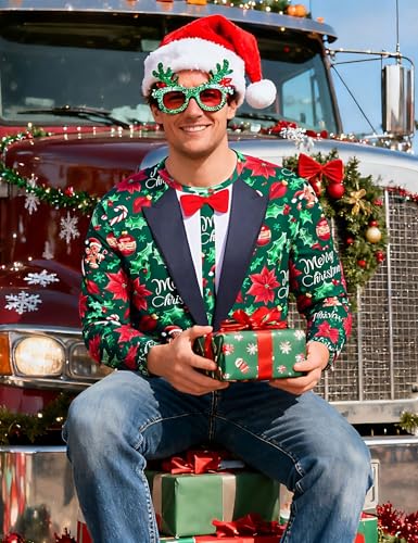 Fake Tuxedo Merry Christmas All-Over Print Sweatshirt - Image 3
