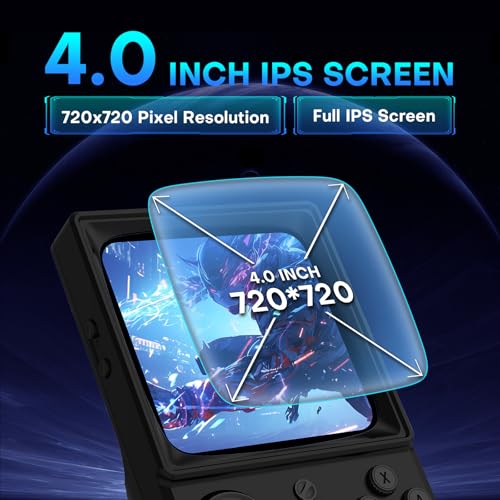 Image of R36TMAX Retro Handheld Game Console, Retro Gaming Console with 4.0 Inch 720x720 IPS Screen, Portable Handheld Linux System, 4000mAh Battery (Classic Black-64GB)