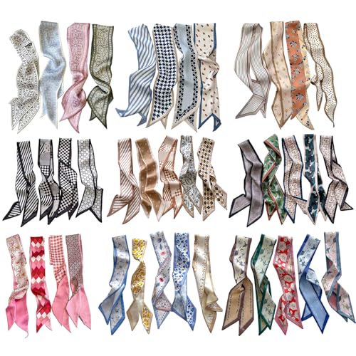 RFQMNO 40 Pcs Purse Scarf - Versatile Bag Decoration & Hair Accessory Ideal for Daily Bag Styling Hair Styling & Neck Accent Ideal Gift for Trendy Women