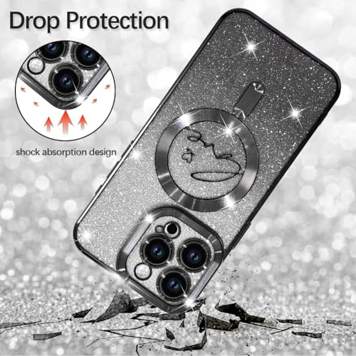Image of ZIYE Magnetic Case Designed for iPhone 16 Pro Max Glitter Case-Black