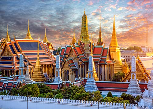 Loccor Fabric 5x3ft Bangkok Thailand Backdrop Grand Palace Wat Phra Keaw Asian Landmark Tourist Attraction Photography Background Travel Party Decorations Wedding Portrait Photoshoot Props Wallpaper