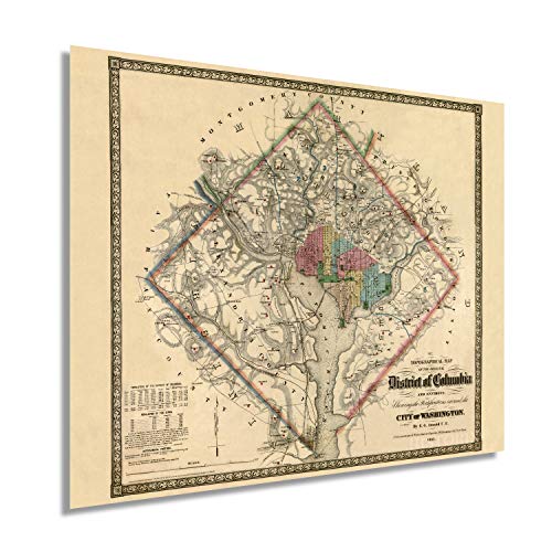 Historix 1862 Washington DC Vintage Map - 24x30 Inch Historic Washington DC Map Showing Fortifications - Civil War Map of Washington DC Map Poster - Map Washington DC Wall Art (2 sizes)