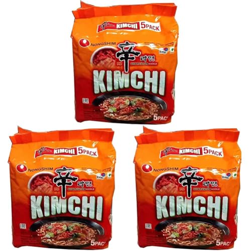 Image of Nongshim Kimchi Ramyun Noodle,120 gm (Pack Of 15),Vegetarian,600 gm,spicy
