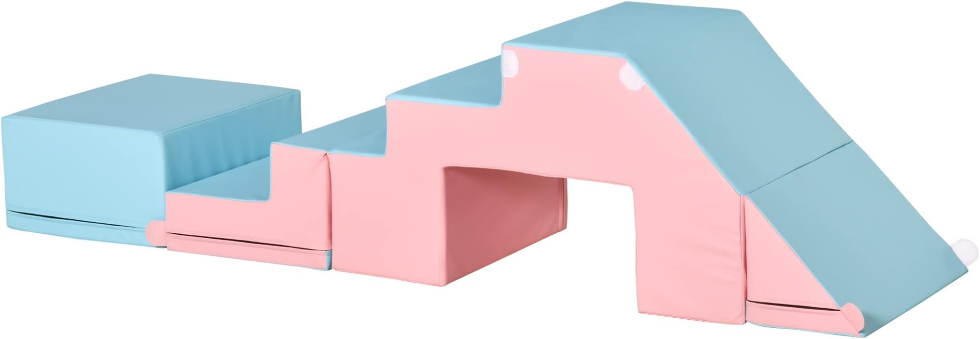 Soft Play Set, 2 Piece Baby Foam Blocks Climb and Crawl Activity Toys, Toddler Soft Play Equipment for 1-3 Years, Pink Blue