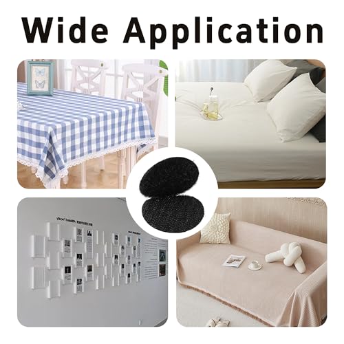 Image of 30 Pairs 1.5 Inch Round Hook and Loop Dots, Double Sided Self Adhesive Tape, Black Nylon Sticky Fasteners for Home, Office, Wall Decor, Carpet Gripper, DIY Projects