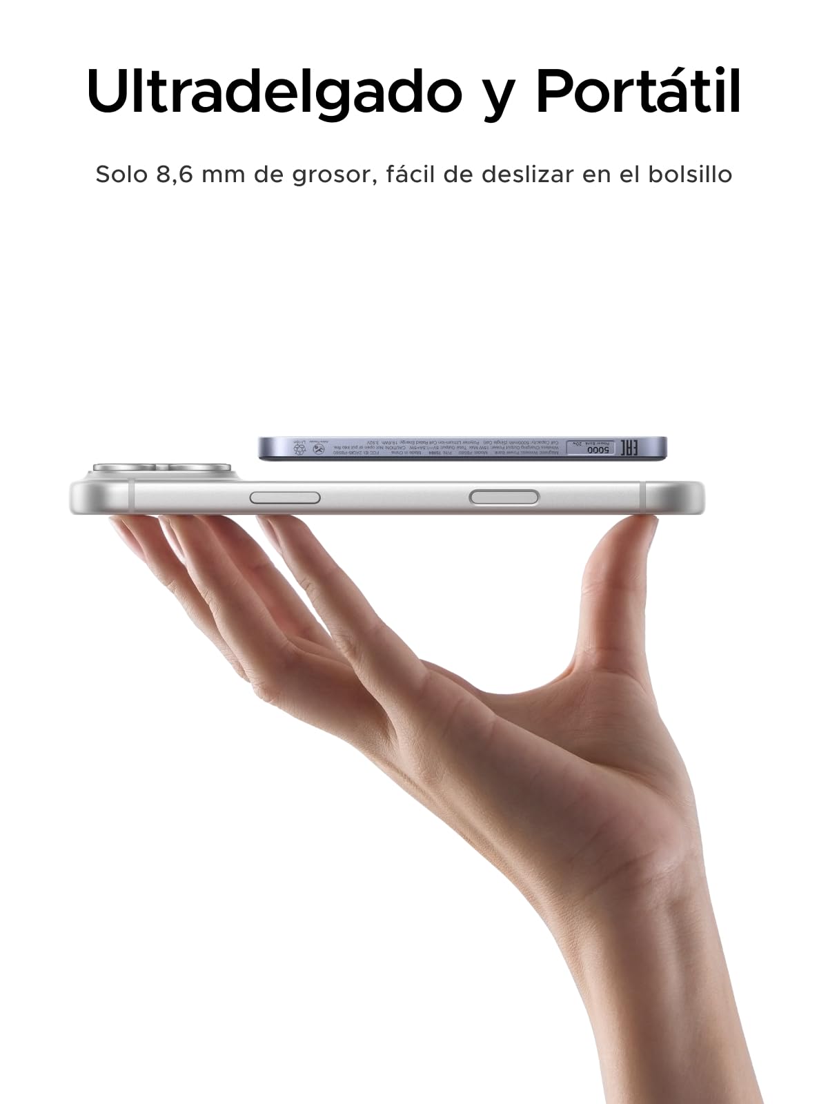 UGREEN MagFlow Air Qi2 15W Ultradelgado Power Bank Magsafe 5000mAh (Gris) | Batería Externa Inalámbrico Magnético Carga Rápida USB C PD 20W Compatible con iPhone 17 16 15 14 13 12 Air Plus Pro Max