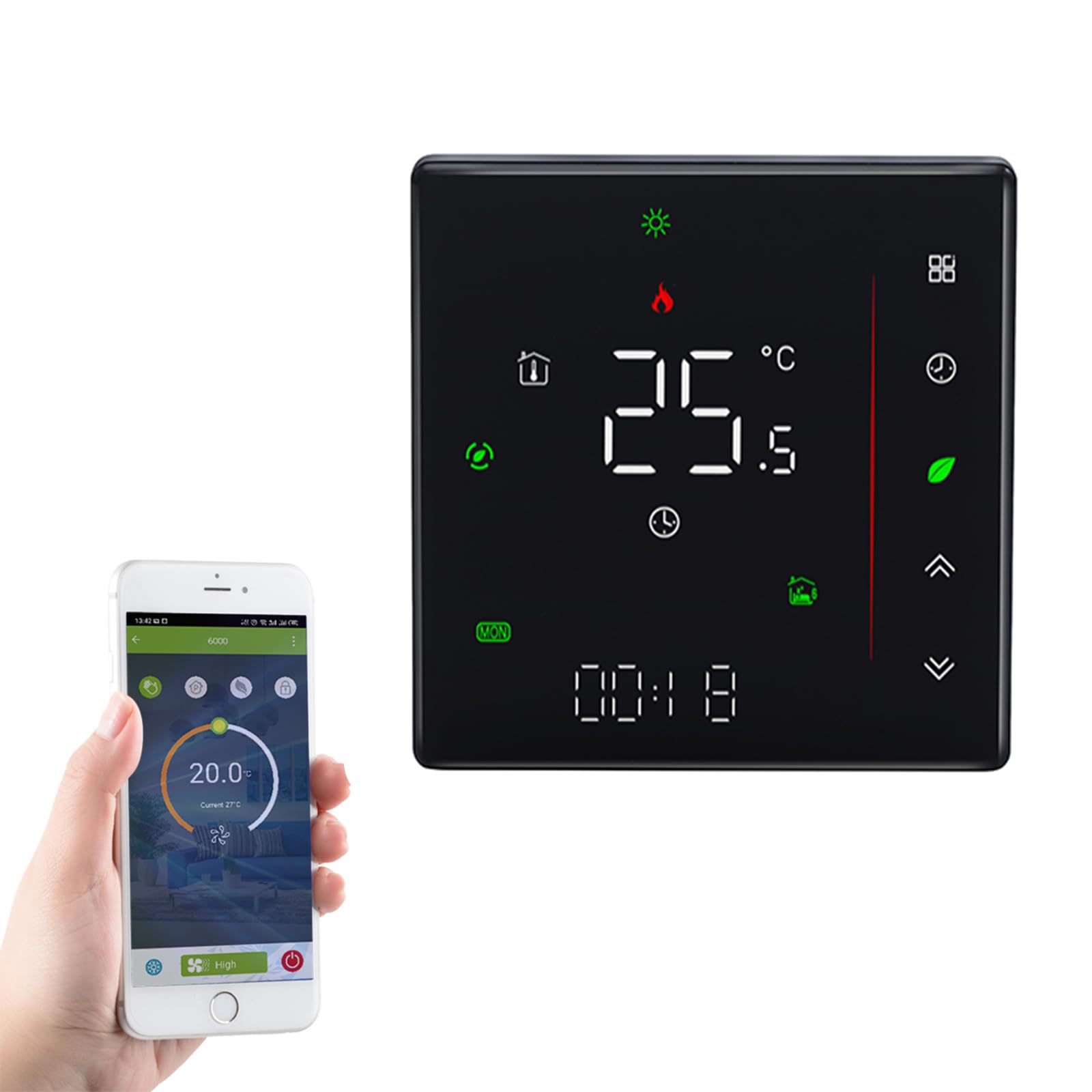 Aire Acondicionado termostato WiFi Uso de 2 Tubos,Smart Life App Control Remoto,con Alexa googlehome,Corriente alterna de 95 a 240v