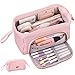 Sciphylia Trousse Scolaire Trousse à Crayons Grande Capacité avec Manipuler Trousse Scolaire Fille Scolaires Papeterie Trousse Maquillage Bureau Organisateur pour Garçons Enfants étudiants Rose