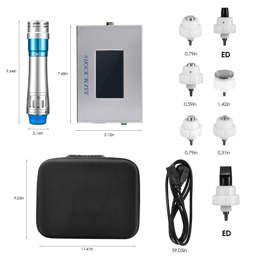Macchina di terapia di Shockwave con 7 teste massaggiatore profondo portatile del muscolo per il massaggio del dolore/sollievo/modellatura del corpo/trattamento ED