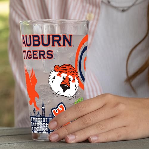 Image of Logo Brands NCAA 16 oz Pint Glass - Durable Glass With Bold Team Color- Chip-Resistant Rim Drinkware For Fans, Tailgates, Home Bars & Everyday Use