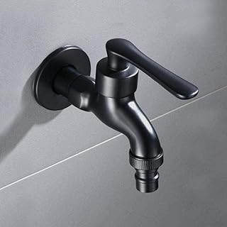 LBBYLFFF Kran ogrodowy mosiądz antyczny czarny szczotkowany olejem kurek czerpalny pralka kran toaleta kurek miedziany kurek kran ogrodowy kran