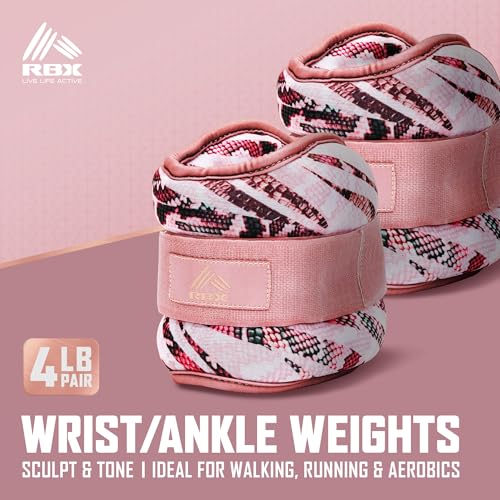Image of RBX Wrist & Ankle Weights Set, Adjustable Comfort Fit for Training & Toning