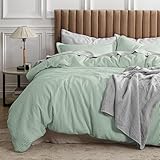 Bedsure Waffle Comforter Set Queen, Sage Green Soft Cotton Bedding, Waffle Weave Bed Set, 3 Pieces, 1 Comforter (90'x90') and 2 Pillow Shams, Premium Cotton Cover with Polyester Fill for All Seasons