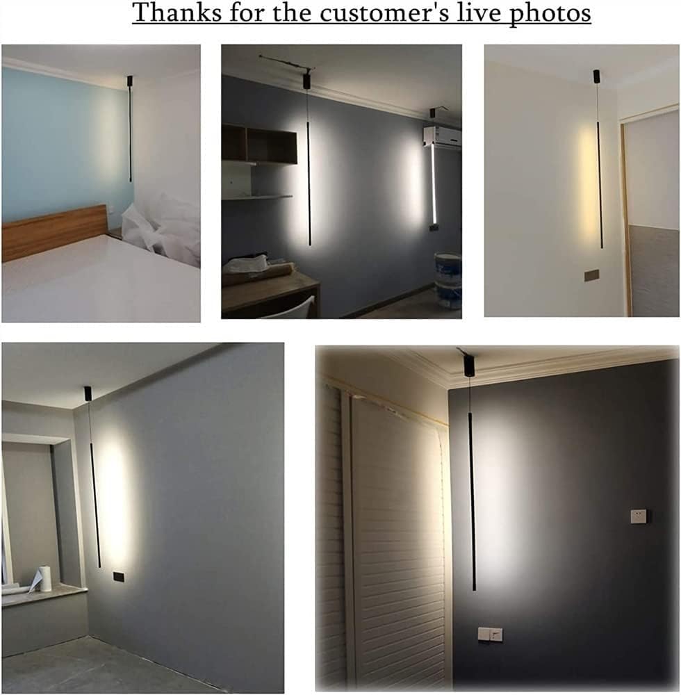 Lampa wisząca czarna liniowa długa rurka nowoczesna minimalistyczna lampa wisząca Led oprawa sufitowa typu Downlight żyrandol oprawa oświetleniowa do sypialni nocna dekoracja ścienna do telewizora (C
