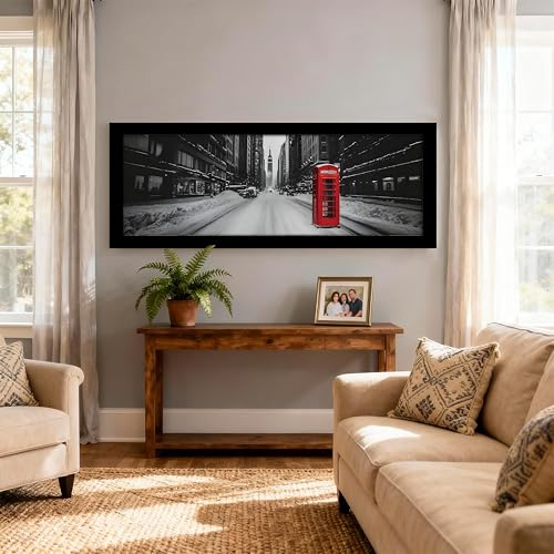Image of PAINTINGMANTRA New York City Street Winter Season Black and Wall Art Framed Luxury Paintings for Home Decoration, Living room, Bedroom and Office Decoration (99x38 CM)