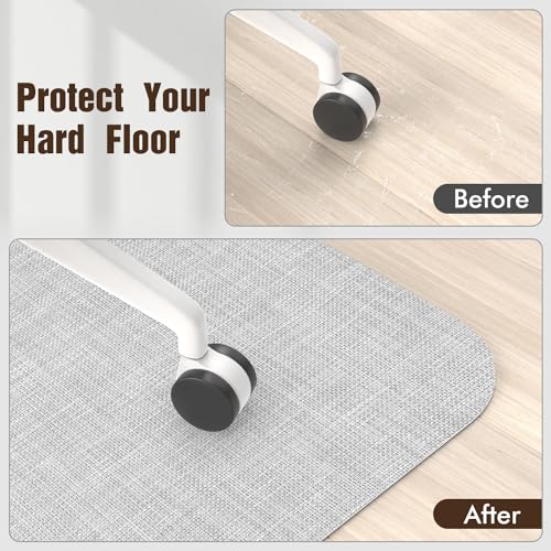 Image of Blvornl Office Chair Mat for Hardwood Floor, 47.2 inchx 60 inch Desk Computer Chair Mat for Hard Wood and Tile Floor, Large Anti-Slip Hard Floor Protector Rolling Chair Mat, PVC Mat Desk Rug Light Grey