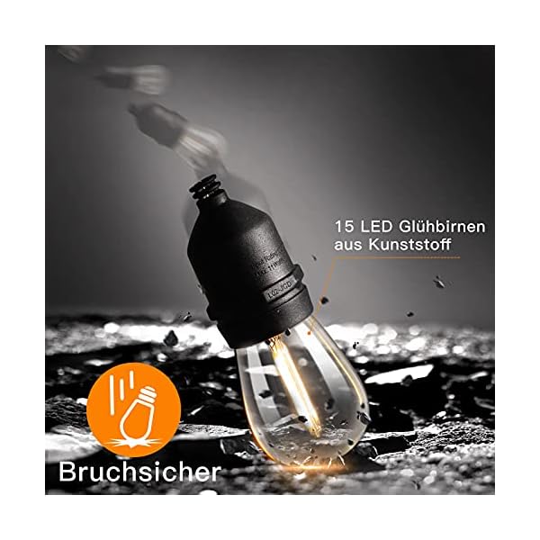 BBOUNDER Weihnachten Dekoration Lichterkette, Halloween Dekoration Lichterkette IP65 Wasserdicht Außen 15 Birnen 146CM… – Bild 4