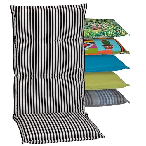 Beo® Hochlehner Gartenstuhl-Auflagen Turin | Waschbar & Atmungsaktiv | UV-beständig | Made in EU nach Öko-Tex Standard | 118x46x8 cm | Hochwertige Sitzkissen Outdoor