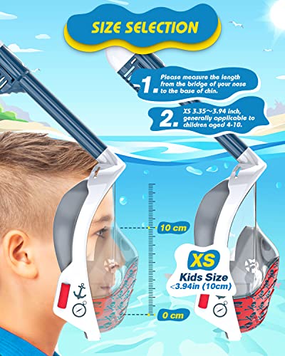 Image of QingSong Kids Snorkel Mask Full Face, Snorkeling Set with Camera Mount, 180 Degree Panoramic View Snorkeling Gear Anti-Fog Anti-Leak
