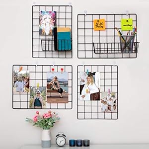 4 Pack Wandrek | Fotorek | Memobord Metaal | Industrieel, Zwart & Magnetisch | Fotolijst | Voor Studentenkamer, Keuken…