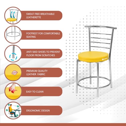 Image of Goyal steel & furniture Chairs for Dining Table, Steel Chair, Dining Chair with Comfortable Cushion (4, Yellow, Standard)