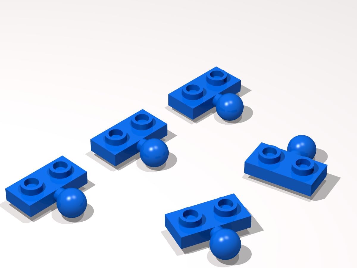 Classic Building Plate Bulk, 1x2 with Tow Ball on Side 200 Piece, Compatible with Lego Parts and Pieces:(Colour:Black)