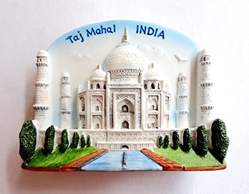 Fridge Magnets Of Place INDIA 'Taj Mahal' 3D Handmade Resin Color Handpainted Souvenir Gift Home Decor 2.0" x 3.0", Multi-coloured
