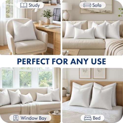 Image of MIULEE 16x16 Pillow Inserts Pack of 2, Throw Pillow Inserts with 100% Cotton Cover, Square Decorative Pillow Inserts for Sofa Bed Couch Bench