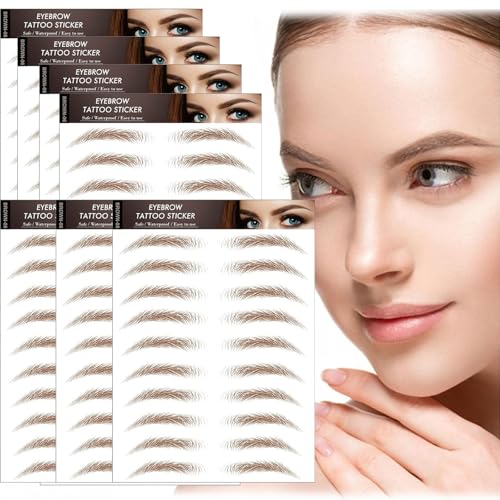 AWAVM 77 Pares de Pegatinas de Cejas Tatuaje Tatoo 3D Naturales Cejas Adhesivas Auténticas con Forma De Cabello Impermeable Larga Duración para Mujer Hombre Unisex Maquillaje ﻿ (Brown-06)