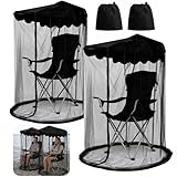 Shupakul 2 Pcs Canopy Chair Mosquito Net, Mosquito Mesh Chair Net with Waterproof Roof and Zipper Opening,Mosquito Net Chairs Cover for Outdoor Hiking Hunting Fishing Camping, Excluding Chairs