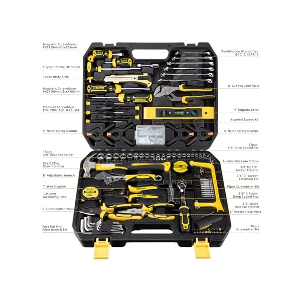 DOWELL Mechaniker Werkzeug Set Steckschlüssel Auto Reparatur Werkzeug Set 168tlg Handwerkzeug Kit Werkzeugkasten Aufbewahrungsbox – Bild 3