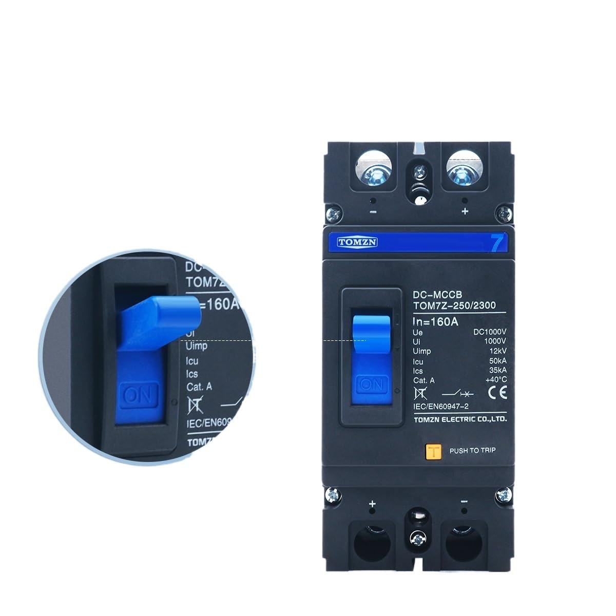 Magnetotermico 16a Disyuntor de caja moldeada Solar 2P 1000V DC MCCB Protector de interruptor de protección de sobrecarga for fotovoltaica Solar fotovoltaica Magnetotermico (Size : 160A)