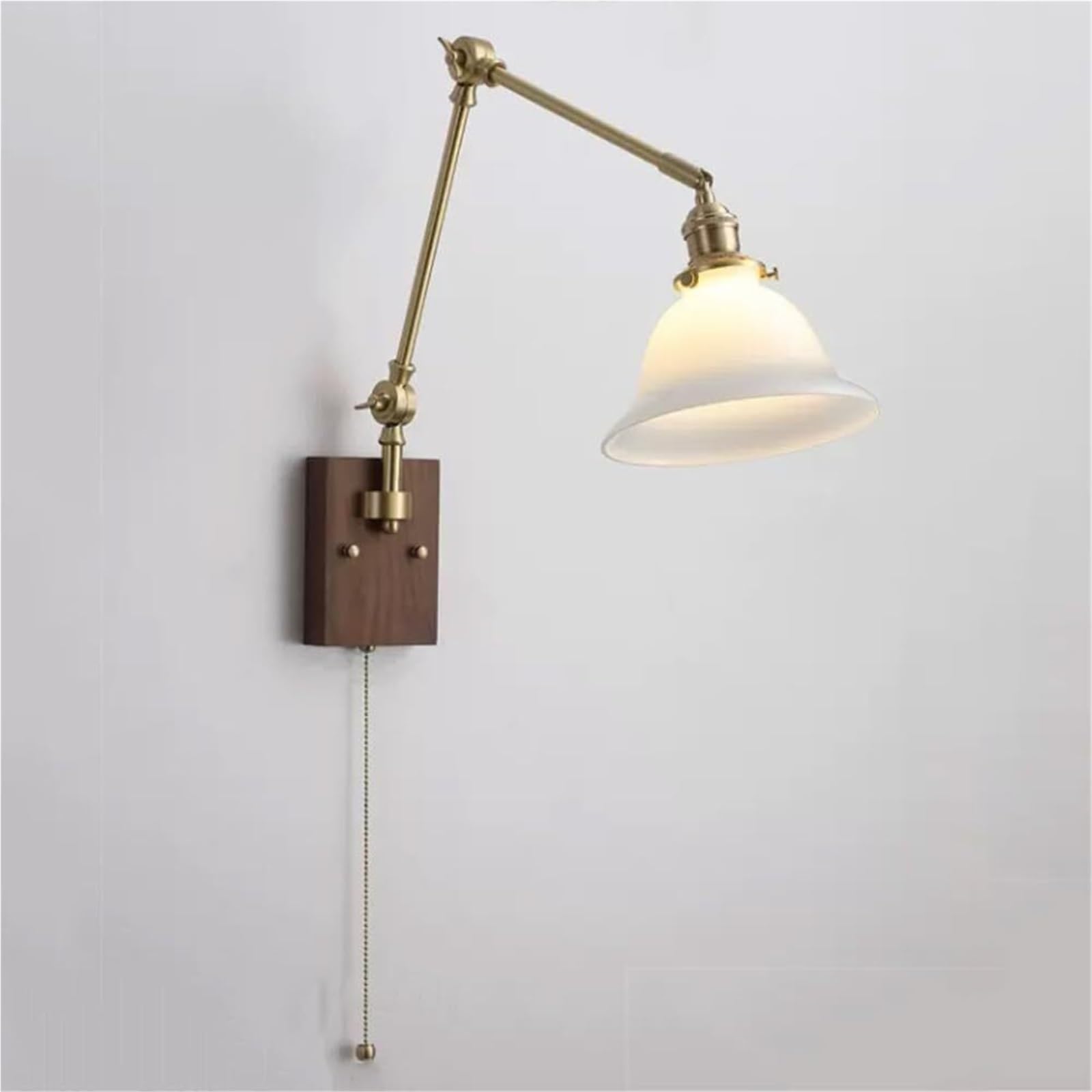 ZR98US Vintage Swing Arm, Mid Century Pull Chain Light Adjustable Angle Wall Lamp for Bedroom Headboard Living Room(Green)