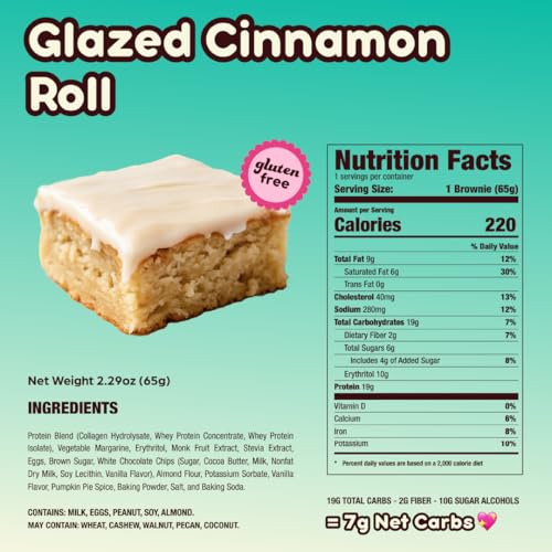 Image of Prime Bites High Protein Brownie Snack, Low Carb, Glazed Cinnamon Roll 12ct