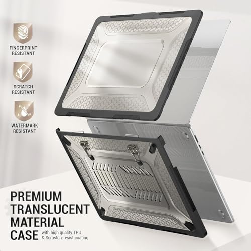 Image of TechTrendz Case Cover Compatible with MacBook Pro 13 inch M2 A2338 Case A2251 M1 A2289 A2159 A1989 A1706 A1708 2024-2017 Honeycomb Design HeavyDuty Protective HardShell TPU Bumper Cover with Kickstand