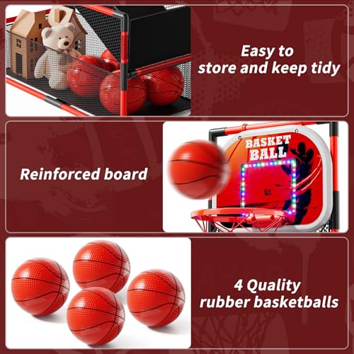 Image of NIPLOOOW Arcade Basketball Game Set for Kids 3-12 Years Old, Kids Basketball Hoop with 4 Balls & Pump, Indoor Outdoor Sports Play Toys, Basketball Games Toys, for Boys Girls Teens