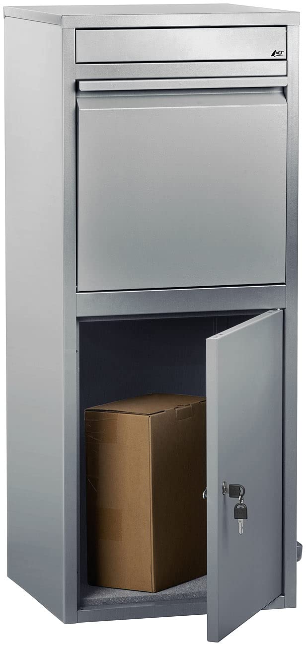 AGT Paketbriefkasten XXL 2er-Set Stand-Paketbriefkasten mit Rückholsperre Stahlblech