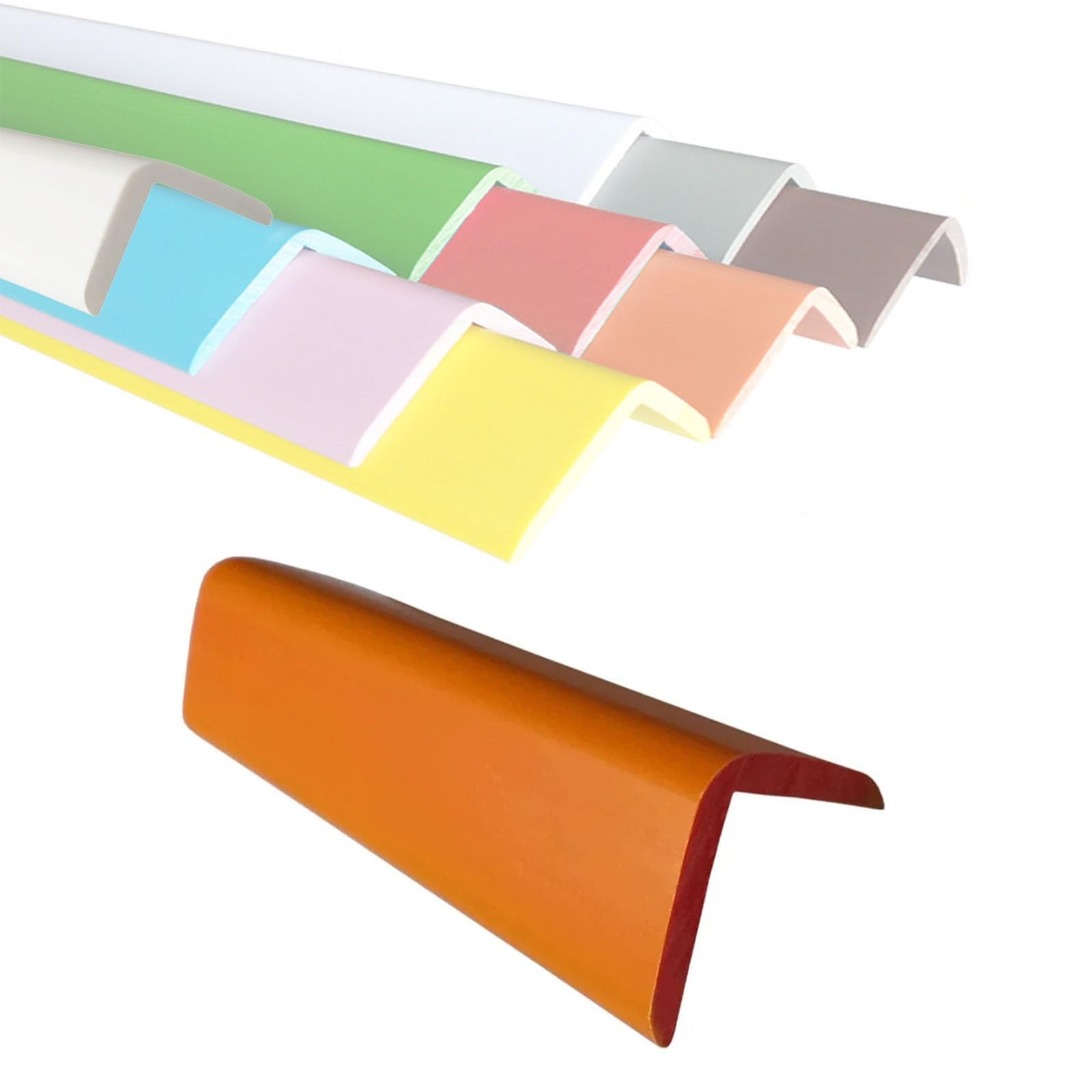 Paraspigoli Angolari, in PVC, Autoadesivi, Para Spigoli per Mobili | Angolari in Plastica, Forma a L a 90°, Profilo Esterno Arrotondato, per Protezione e Decorazione(Orange,4x120cm/1.6x47in)