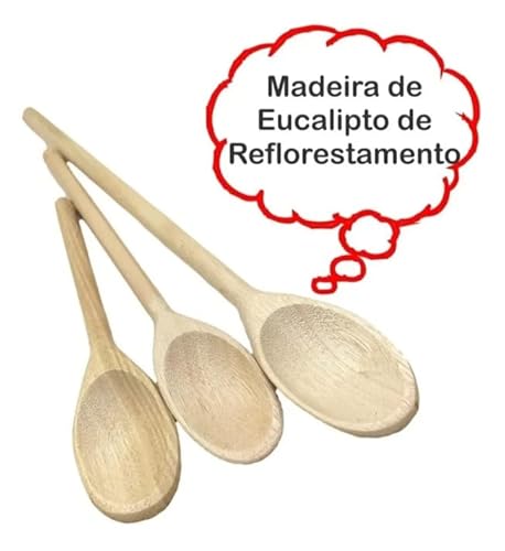 Kit 3 Colheres De Pau Tradicional Grande 35cm