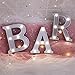 Pooqla Decorative Illuminated BAR Marquee Word Sign (Silver, 3.47