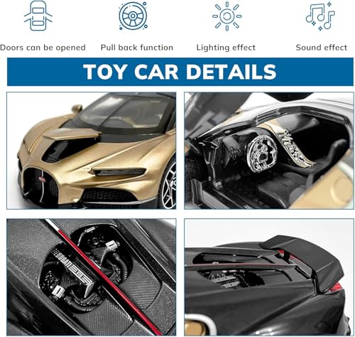Image of Sky Tech Bugatti tourbillon V16 1:32 Exclusive Alloy Metal Pull Back Die-cast Car Diecast Metal Pullback Toy car with Openable Doors & Light, Music Boys Gifts Toys for Kids【Colors as Per Stock】