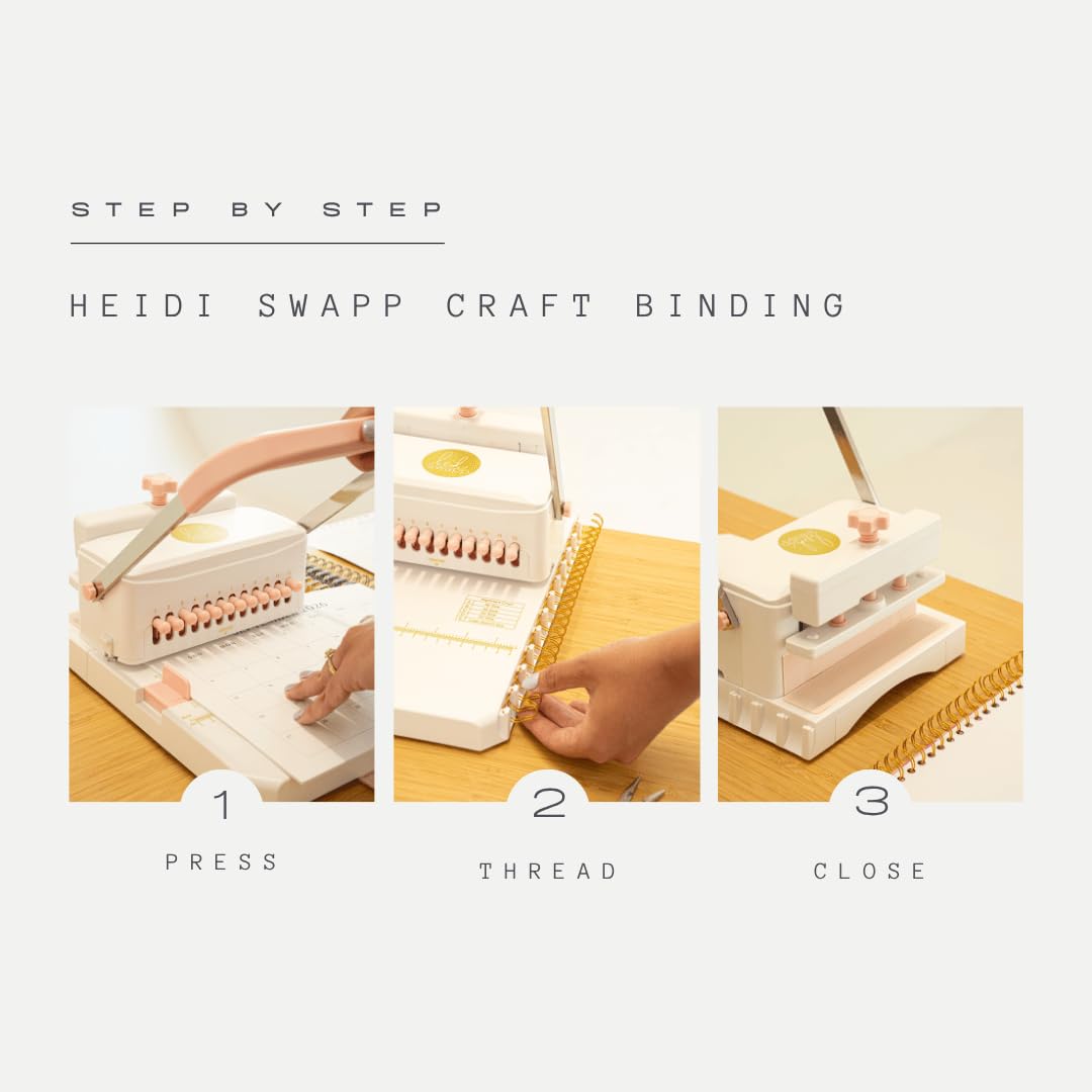 Heidi Swapp Bastelbindemaschine – DIY Twin-Loop Wire Book Binder für Planer, Tagebücher & Fotobücher | Enthält 20 Drähte, 4 Bücherbretter & Zange | Bindet A4, A5, A6, A7 & Brief | 27-teiliges Set