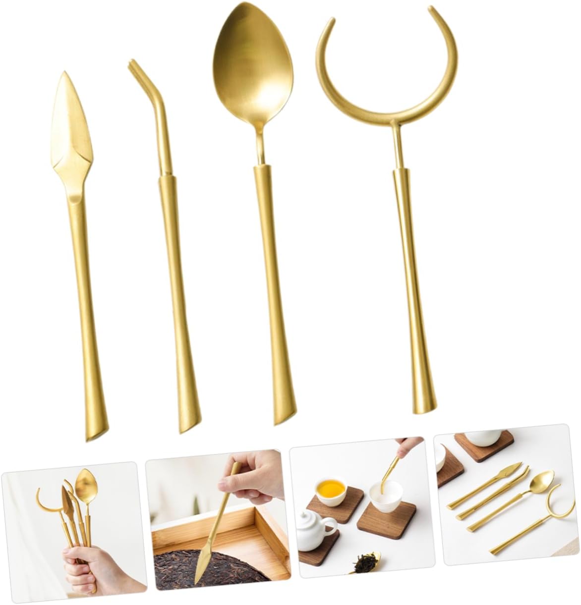 Alipis 1set Stainless Steel Gongfu Tea Tools Tea Accessories Kit Spoon Fork Clip Elegant Practical Design for Home Use