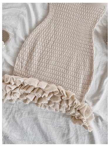 Image of GORGLITTER Women's Vacation Outfit Crochet Halter Knit Bubble Mini Dress Sexy Beach Cruise Summer Miami Resort Outfits