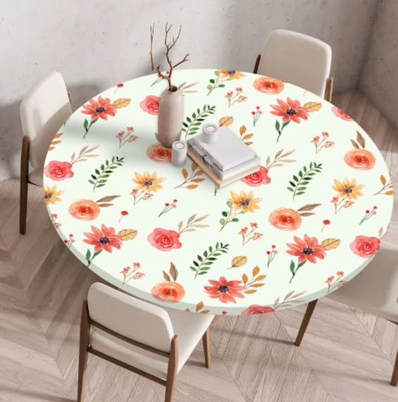 Nappe ronde imprimée pour table de 100cm résolvant les problèmes de glissement