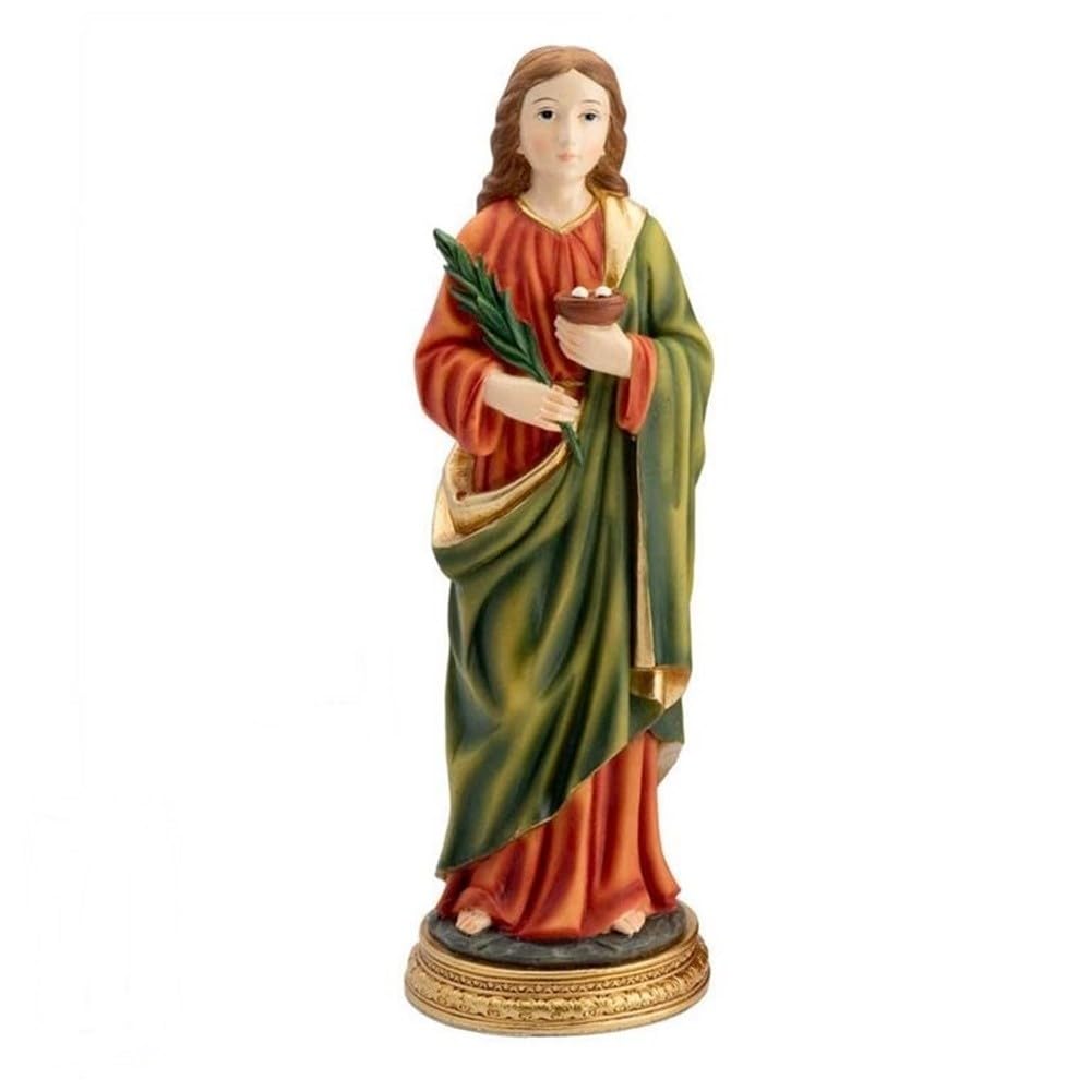 Santa Lucía figura 30 cm. patrona de los ciegos resina peana